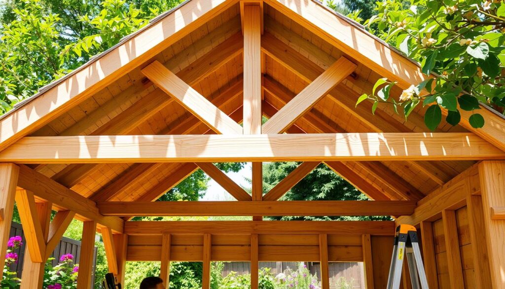 Gartenhütten Dach Unterkonstruktion prüfen Gartenhütten Dach Unterkonstruktion prüfen