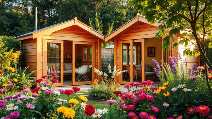 Gartenhütten mit Glas-Schiebetüren