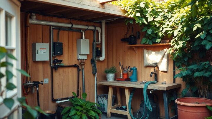 Strom- und Wasseranschluss in der Gartenhütte einrichten