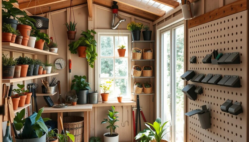 Vertikale Aufbewahrung in Gartenhütten