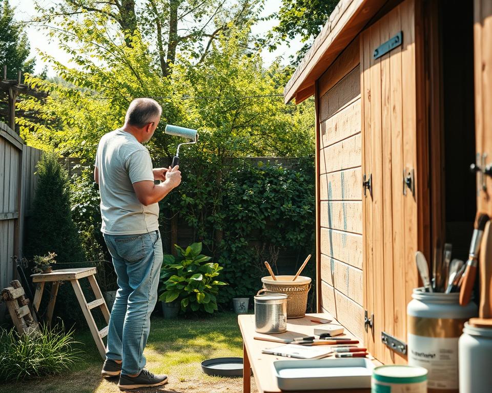 Gartenhaus streichen Technik