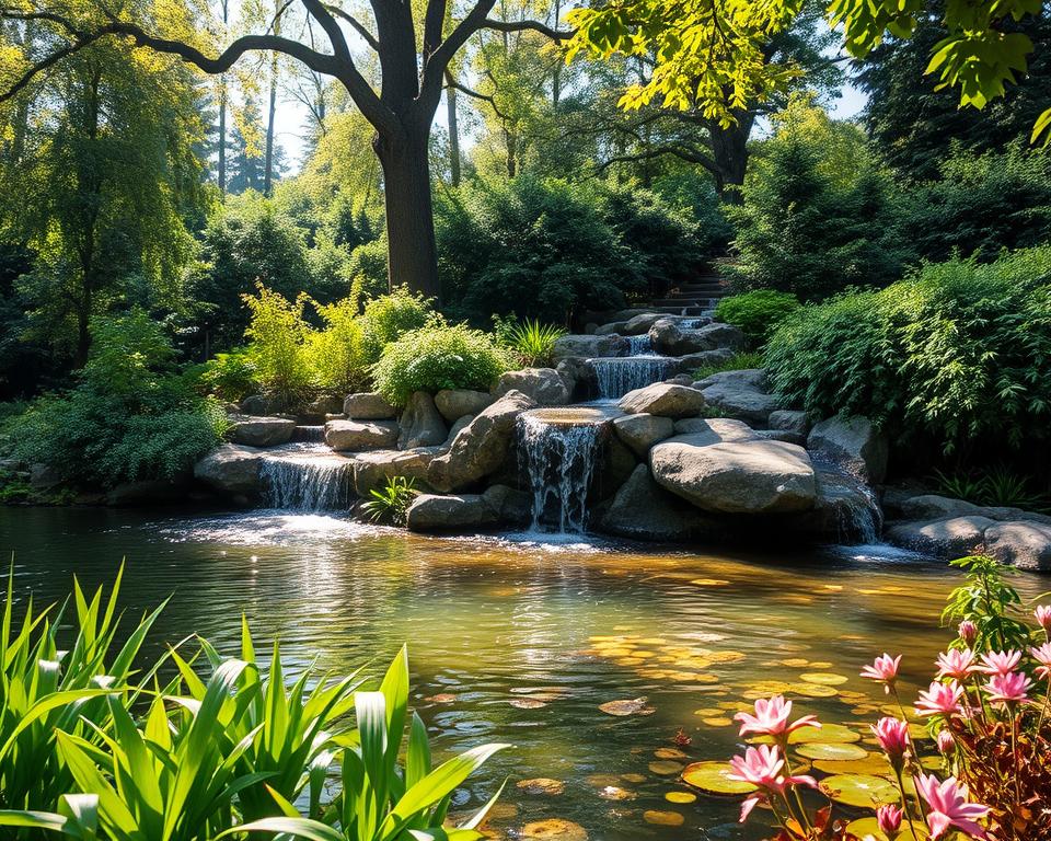 Wasserfall Integration Gartenteich