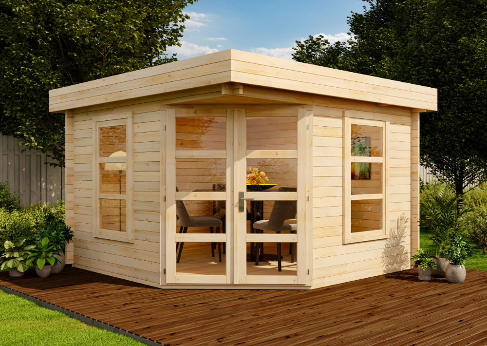 26% reduziert! Flachdach Gartenhaus Modell Oregon-40 16m²