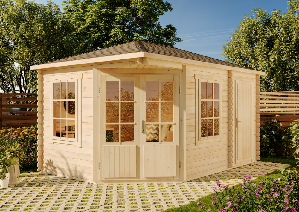 17% reduziert! 5-Eck Gartenhaus Modell Rhein ISO 12m²