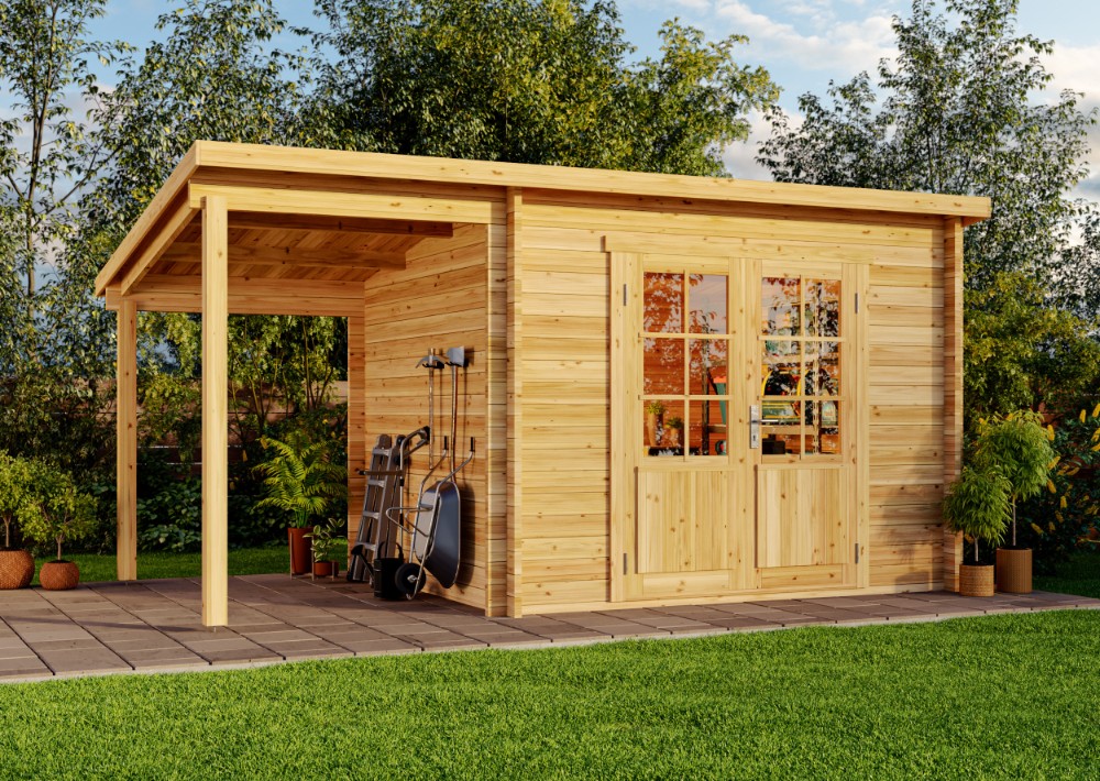15% reduziert! Pultdach Gartenhaus Maria mit Schleppdach 15m²