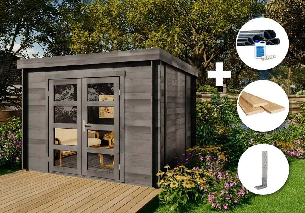 ECO Set - Gartenhaus Paloma Sol - grau 9m²
