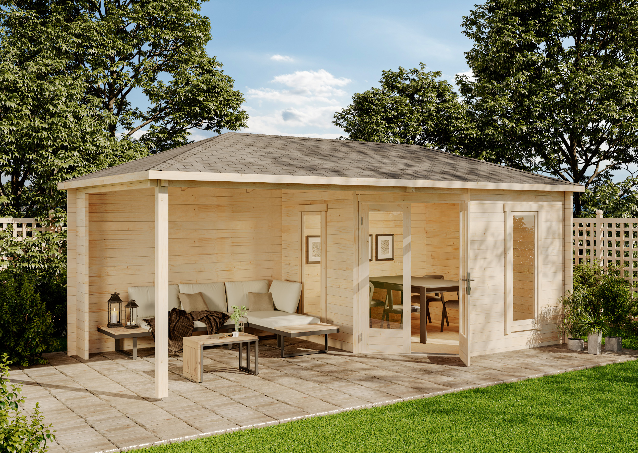16% reduziert! 5-Eck Gartenhaus Liwa 18m²