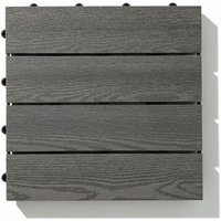 38 % Discount! WPC Terrassenfliese Holzoptik Anthrazit Set 1 m²