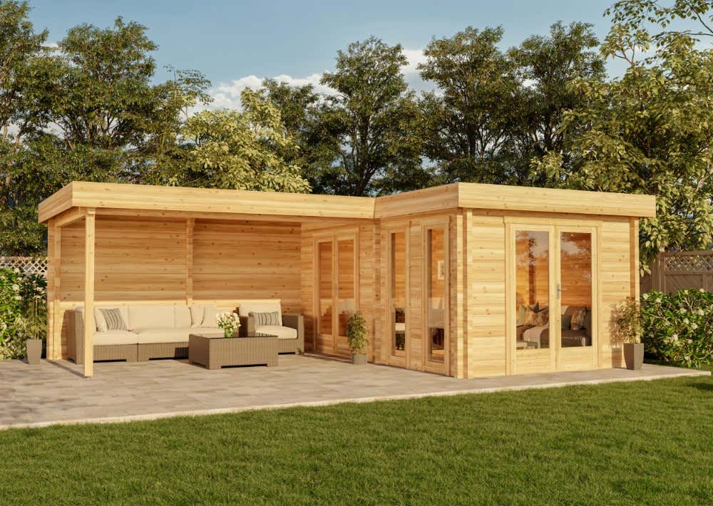 20% reduziert! Flachdach Gartenhaus Quinta 35m²