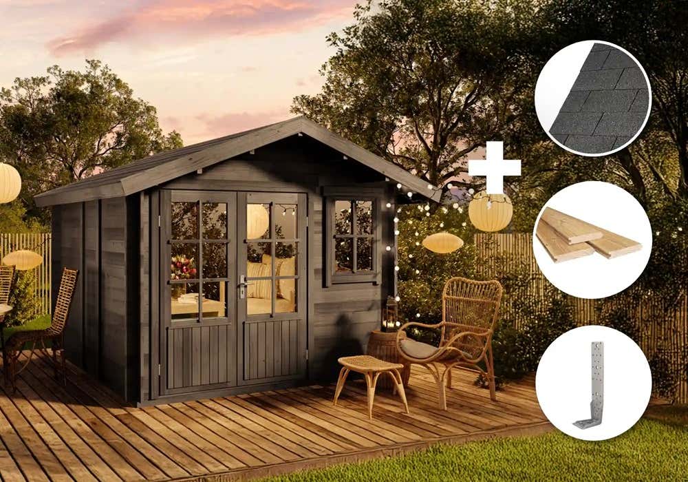 ECO Set - Gartenhaus Palermo - grau 9m²