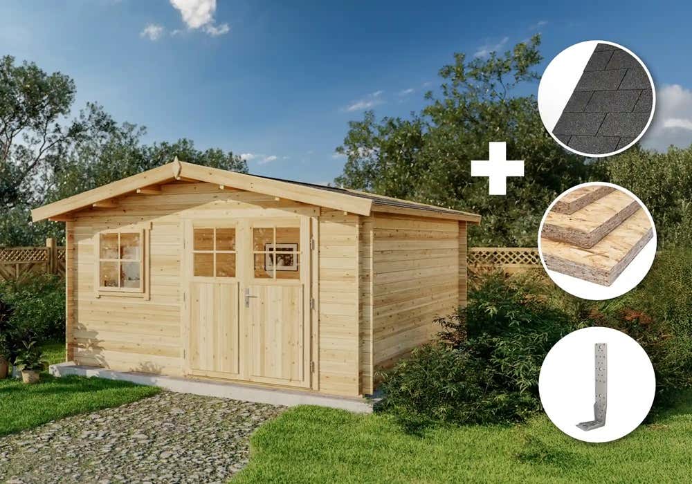 ECO Set - Gartenhaus Valeria - imprägniert 16m²
