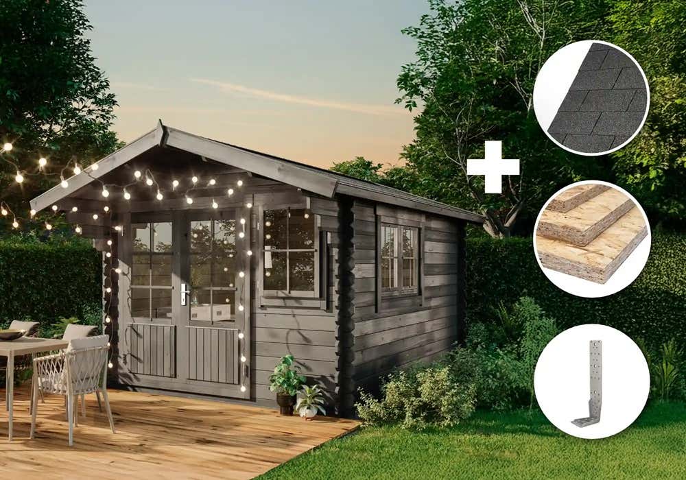 ECO Set - Gartenhaus Gabriel 300 x 400 cm - grau 12m²