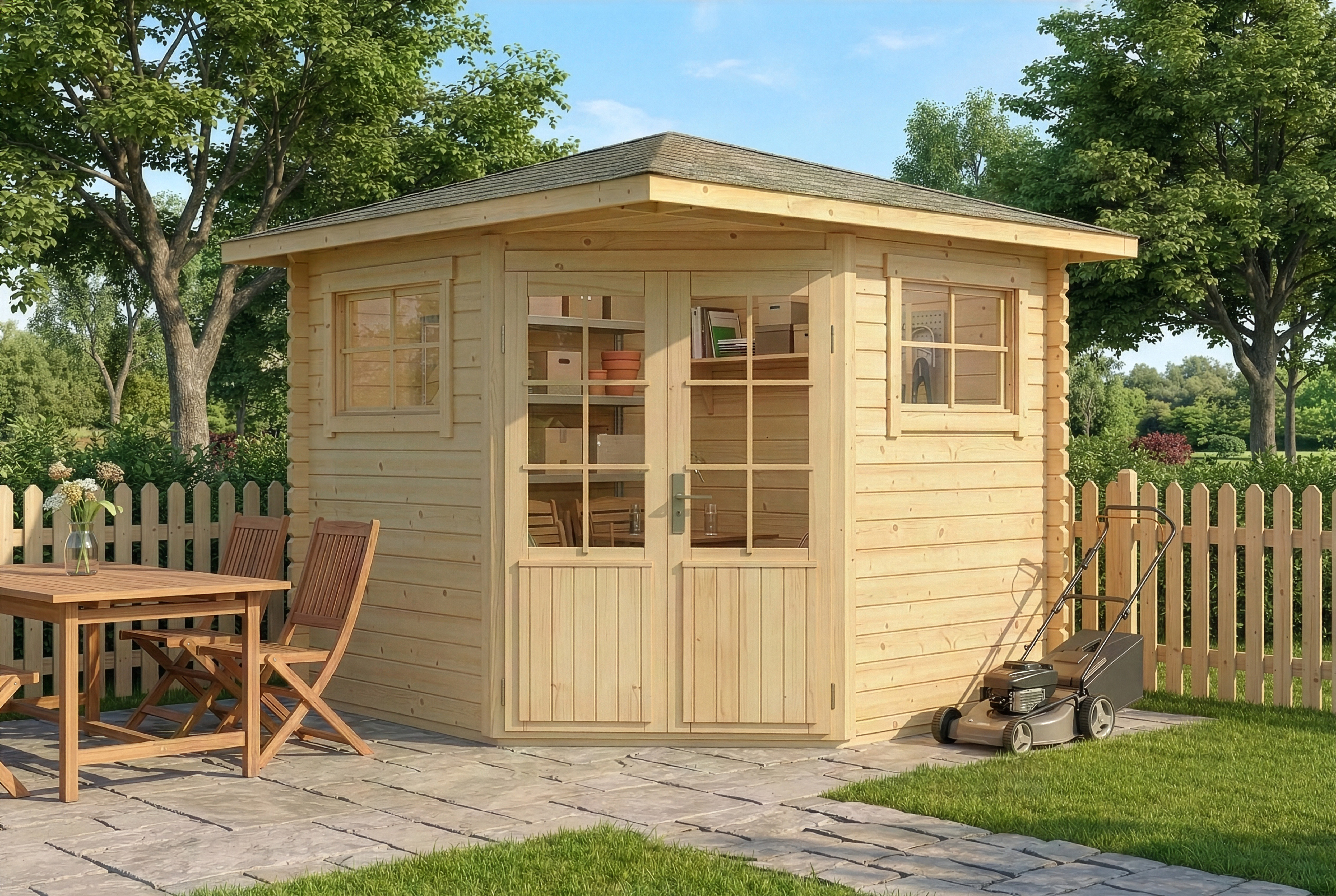 16% reduziert! 5-Eck Gartenhaus Sunny B 9m²