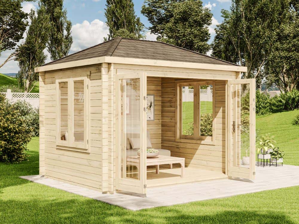 16% reduziert! Gartenhaus Summertime mit großer Falttür 9m²