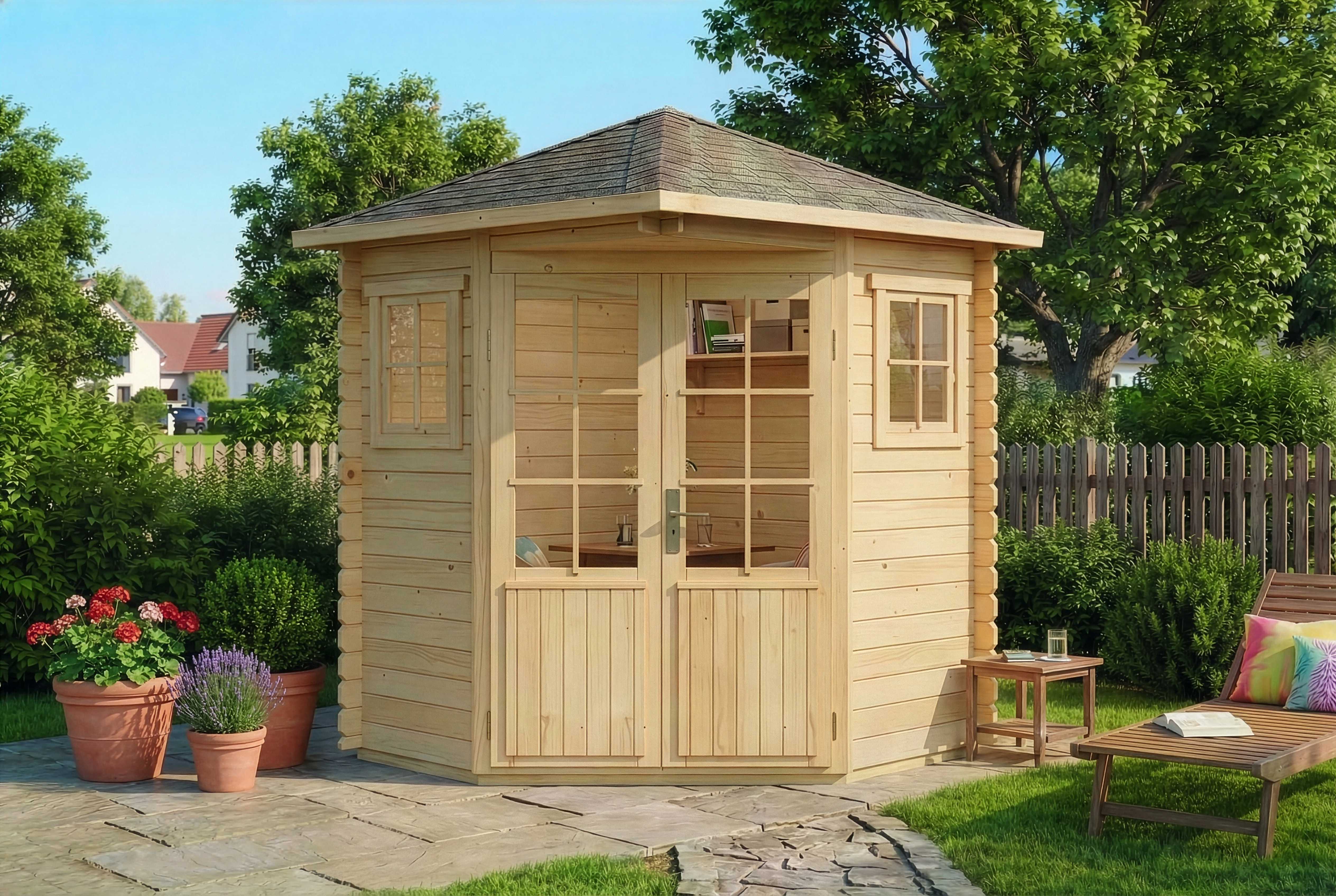 12% reduziert! 5-Eck Gartenhaus Sunny A 4m²