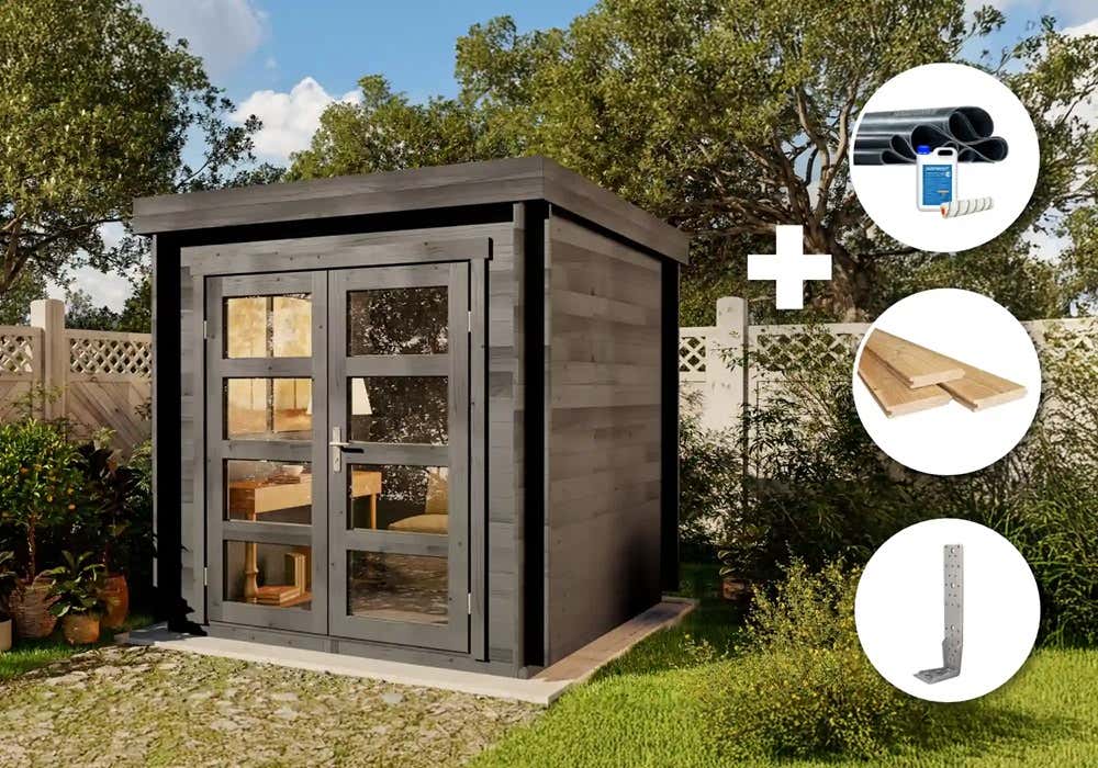 ECO Set - Gartenhaus Paloma Petit - grau 4m²