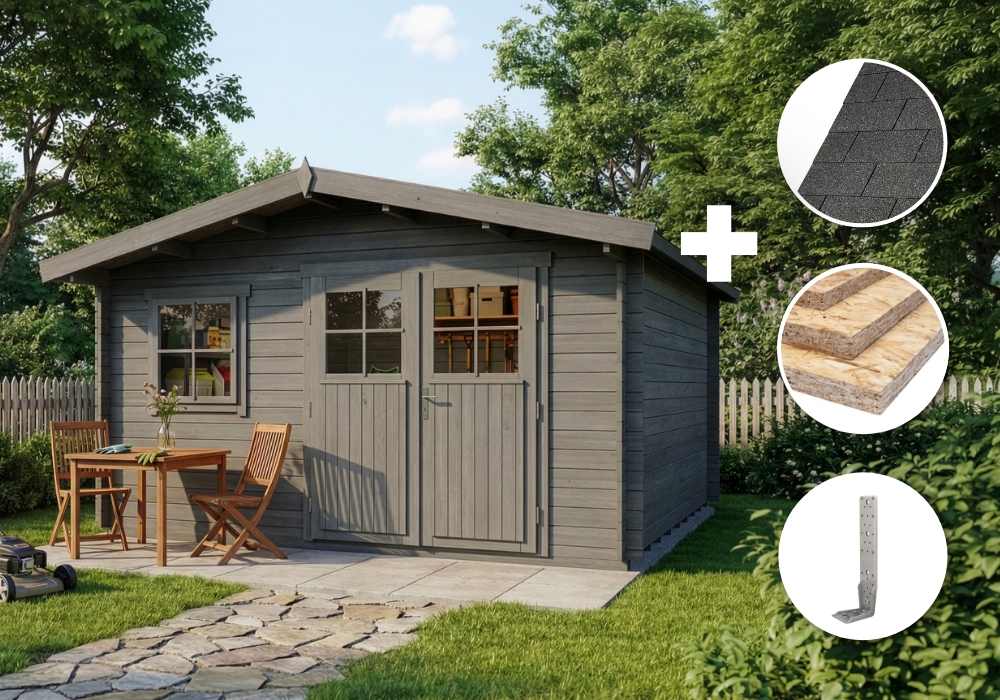 ECO Set - Gartenhaus Valeria - grau 16m²