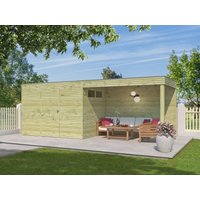 26 % Discount! Gartenhütten Modell QB-Line 6,30 m² + Anbau 24m²