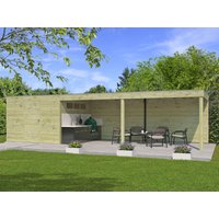 26 % Discount! Gartenhütten Modell QB-Line 9,00 m² + 600 cm Anbau 24m²