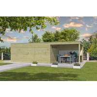 26 % Discount! Gartenhütten Modell QB-Line 15,30 m² + 300 cm Anbau 15m²