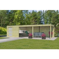 26 % Discount! Gartenhütten Modell QBS-Line 9,00 m² + 600 cm Anbau 24m²