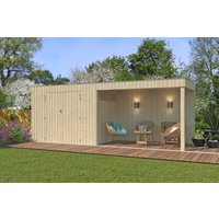 26 % Discount! Gartenhütten Modell QBV-Line 5,90 m² + 300 cm Anbau 18m²