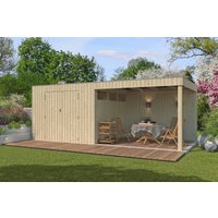 26 % Discount! Gartenhütten Modell QBV-Line 8,88 m² + 300 cm Anbau 30m²