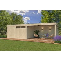 26 % Discount! Gartenhütten Modell QBV-Line 11,89 m² + 400 cm Anbau 24m²