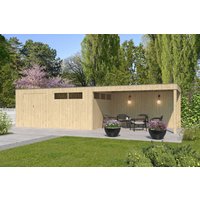 26 % Discount! Gartenhütten Modell QBV-Line 14,90 m² + 400 cm Anbau 24m²