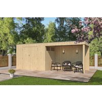 26 % Discount! Gartenhütten Modell QBV3-Line 5,90 m² + 300 cm Anbau 18m²