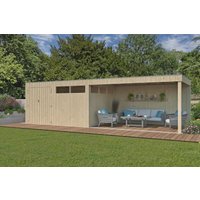 26 % Discount! Gartenhütten Modell QBV3-Line 11,89 m² + 400 cm Anba 12m²