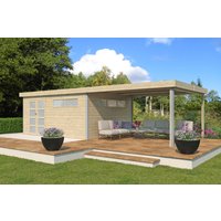 26 % Discount! Gartenhütten Alu-Line Modell Kasuko-XXL-mit-Anbau 32m²