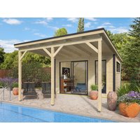 26 % Discount! Fjordholz Gartenhütten Modell Juist-1 mit Vordach 12m²