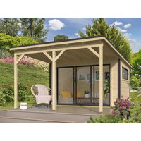 26 % Discount! Fjordholz Gartenhütten Modell Poel-1 mit Vordach 12m²