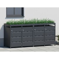26 % Discount! StarLine 4er Mülltonnenbox Stabilo mit Pflanzdach