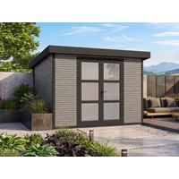 26 % Discount! WPC Gartenhütten Modell FineLine 8,4 m² Grau