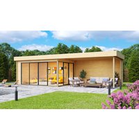 26 % Discount! Fjordholz Gartenhütten Alu Concept 44 A mit Anbau 32m²