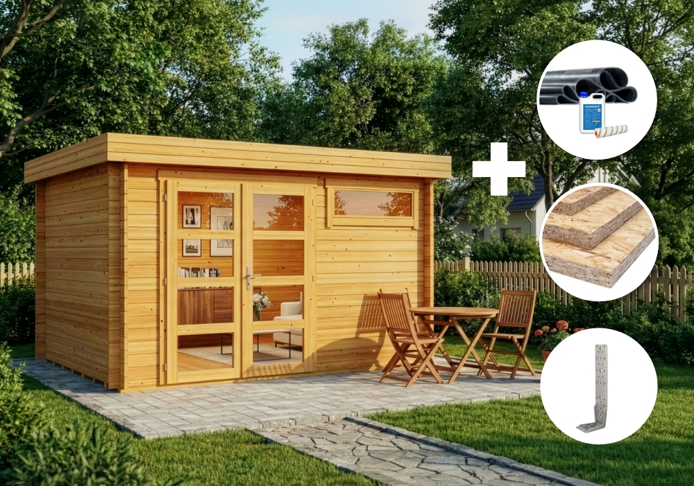 ECO Set - Gartenhaus Leandro - imprägniert 12m²